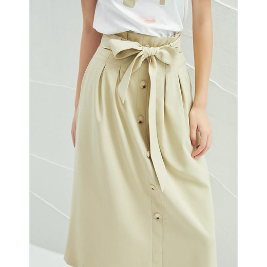 EITIE爱特爱春季新款高腰裙子时尚通勤纽扣系带显瘦a字半身裙A2206917 商品图4