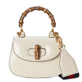 【包税】GUCCI/古驰 21秋冬新款 女士迷你白色皮革附可拆卸肩带竹节手柄单肩手提包68686410ODT8454
