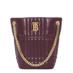 【包税】BURBERRY/博柏利 21秋冬新款Lola系列 女士小号深栗色绗缝羊皮革TB专属标识单肩手提水桶包80462341