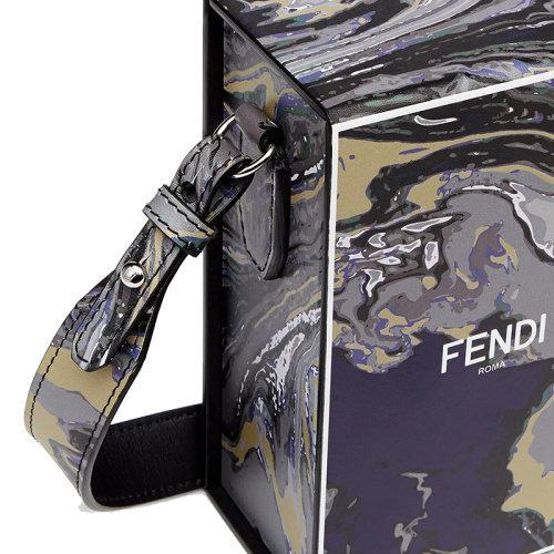 【包税】FENDI/芬迪 2021秋冬新款PACK系列 男士灰色/蓝色/白色大理石纹印花皮革硬质盒子造型配可拆卸肩带手提肩背斜跨单肩包7VA519AGQSF1FN9 商品图4