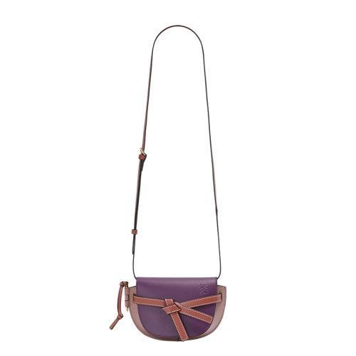 【包税】LOEWE/罗意威 21秋冬新款Gate Dual系列 女士迷你深紫色深锈色柔软小牛皮翻盖斜挎单肩包0010644102 商品图4
