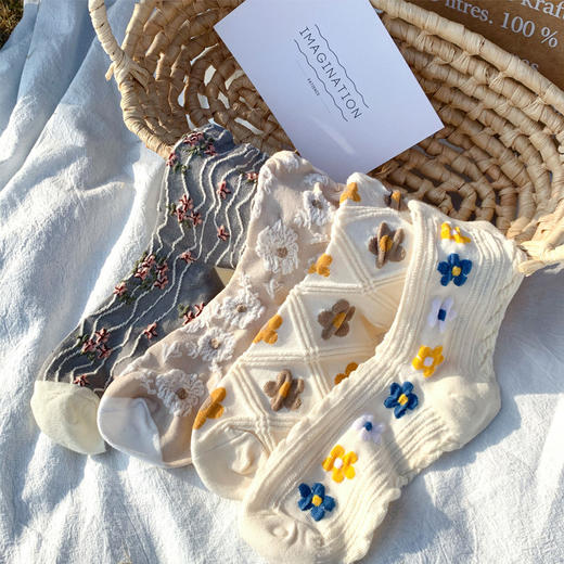 「一套4双装」长袜子女袜春秋款中筒袜ins潮泫雅风长筒袜 商品图1