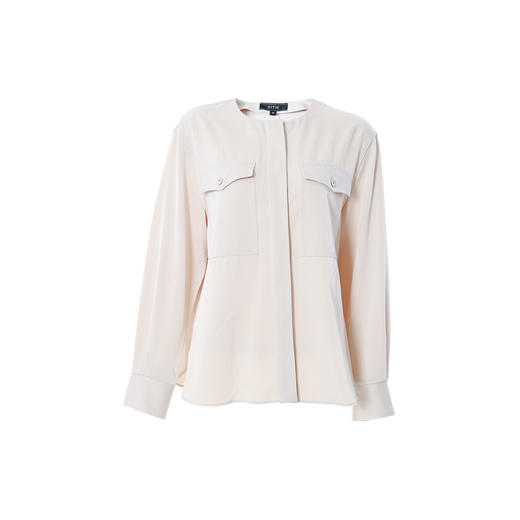 EITIE爱特爱春季新款圆领直筒衬衫时尚宽松通勤百搭显瘦上衣A2213903 商品图4