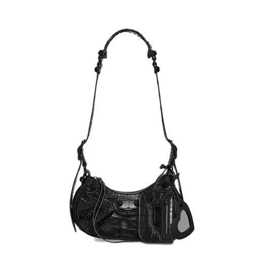 【包税】Balenciaga/巴黎世家 22新款LE CAGOLE系列 女士XS款黑色鳄鱼压纹超柔软小牛皮斜挎单肩包67130923EB71000 商品图0