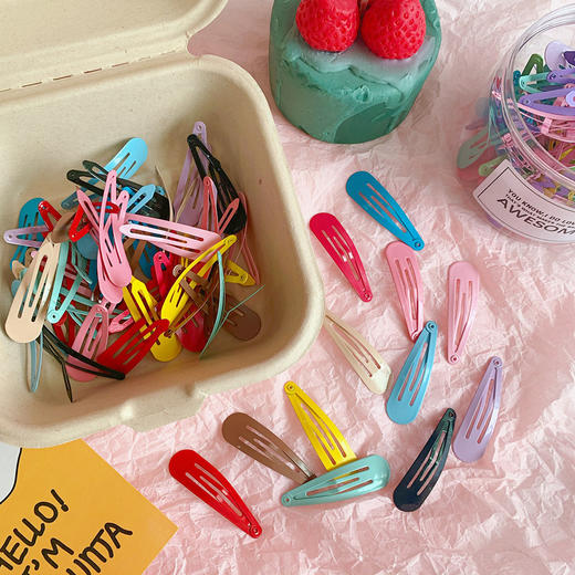 「满满一盒 数款可选」50只罐装彩色ins少女心发夹 糖果色发饰冰淇淋金属夹侧边夹时尚饰品 商品图3