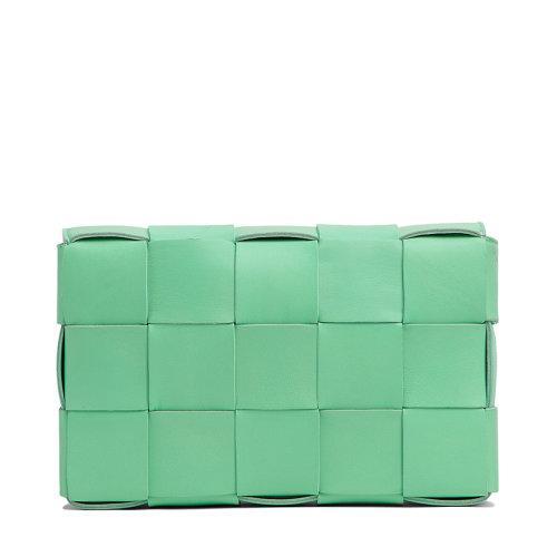 【包税】Bottega Veneta/葆蝶家 22春夏新款CASSETTE系列 女士泉水绿色小羊皮双面正交编织单肩斜挎豆腐包578004VMAY13801 商品图3