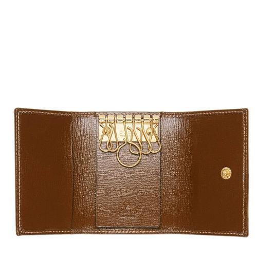 【包税】GUCCI/古驰 2021秋冬新款Horsebit 1955系列 女士米色/乌木色GG Supreme帆布棕色皮革滚边金色调配件折叠钥匙包67178592TCG8563 商品图1