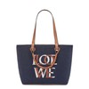 【包税】LOEWE/罗意威 21秋冬新款Love系列 女士小号海军蓝色羊毛配棕褐色皮革单肩手提托特包0010643914 商品缩略图0