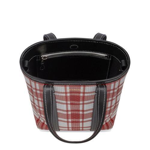 【包税】Balenciaga/巴黎世家 22春夏新款NORTH-SOUTH BARBES系列 女士小号红色格纹印花小牛皮单肩手提包6729832100P6190 商品图3