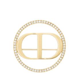 DIOR/迪奥 21秋冬新款30 MONTAIGNE系列 金色饰面金属白色仿水晶点缀“CD”标志胸针V0860MTGCY_D301