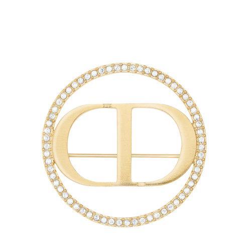 DIOR/迪奥 21秋冬新款30 MONTAIGNE系列 金色饰面金属白色仿水晶点缀“CD”标志胸针V0860MTGCY_D301 商品图0