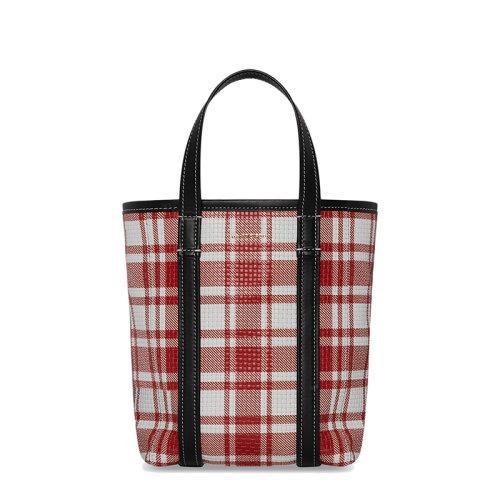 【包税】Balenciaga/巴黎世家 22春夏新款NORTH-SOUTH BARBES系列 女士小号红色格纹印花小牛皮单肩手提包6729832100P6190 商品图0