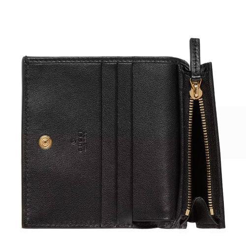 【包税】GUCCI/古驰 2021秋冬新款 女士黑色GG皮革饰钉细节金色调配件卡包零钱包676150UF4AG1000 商品图1