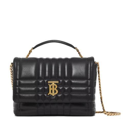 【包税】BURBERRY/博柏利 21秋冬新款Lola系列 女士小号黑色绗缝羊皮革手提斜挎单肩链条包80490501 商品图0