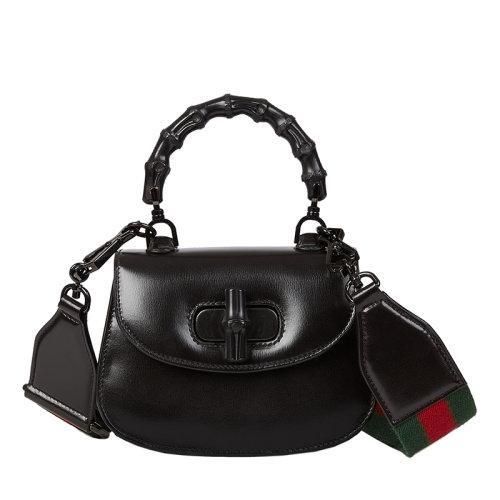 【包税】GUCCI/古驰 21秋冬新款 女士迷你黑色皮革附可拆卸肩带黑色竹节手柄单肩手提包68686410ODP1060 商品图0