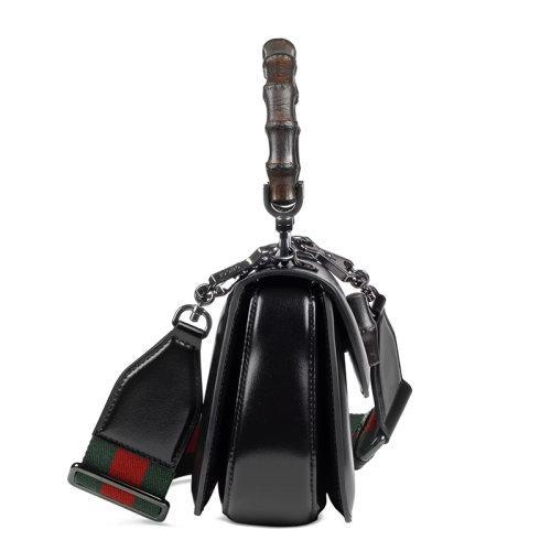 【包税】GUCCI/古驰 2021秋冬新款 女士小号黑色皮革竹节配件附皮革和织带互换肩带竹子提手饰面斜跨单肩手提包67579710ODP1060 商品图3