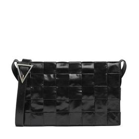 【包税】Bottega Veneta/葆蝶家 22春夏新款CASSETTE系列 男士加大号黑色intreccio编织牛皮革斜挎单肩包691407VCQ718803