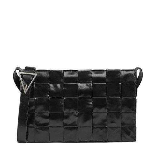 【包税】Bottega Veneta/葆蝶家 22春夏新款CASSETTE系列 男士加大号黑色intreccio编织牛皮革斜挎单肩包691407VCQ718803 商品图0