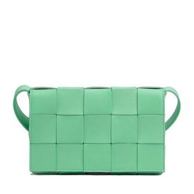 【包税】Bottega Veneta/葆蝶家 22春夏新款CASSETTE系列 女士泉水绿色小羊皮双面正交编织单肩斜挎豆腐包578004VMAY13801