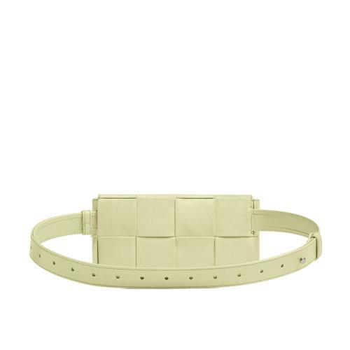 【包税】Bottega Veneta/葆蝶家 22新款CASSETTE系列 男士迷你水洗柠檬黄色Intreccio编织小牛皮斜挎包腰包651053VCQ729413 商品图3