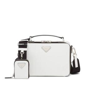 【包税】PRADA/普拉达 21年秋冬新款Brique系列 男士白色亮面皮革配可拆卸皮革小袋拉链手袋斜跨单肩包2VH069_ZO6_F0009_V_ZMI