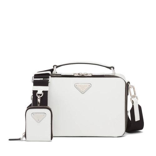 【包税】PRADA/普拉达 21年秋冬新款Brique系列 男士白色亮面皮革配可拆卸皮革小袋拉链手袋斜跨单肩包2VH069_ZO6_F0009_V_ZMI 商品图0