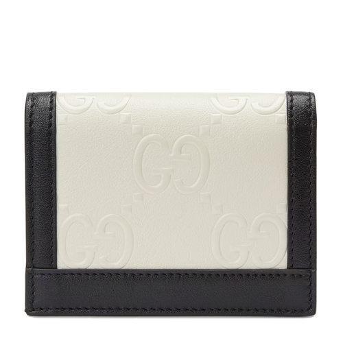 【包税】GUCCI/古驰 2021秋冬新款 女士白色GG皮革黑色皮革滚边饰钉细节金色调配件卡包零钱包676150UF4AX9099 商品图2