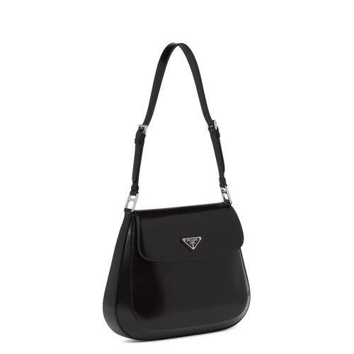 【包税】PRADA/普拉达 21年秋冬新款Cleo系列 女士黑色拉丝皮革金属配件徽标磁扣式翻盖开合斜跨手提单肩包1BD316_ZO6_F0002_V_HOO 商品图2