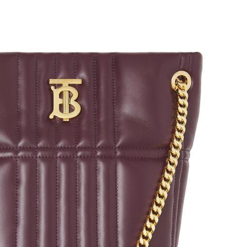 【包税】BURBERRY/博柏利 21秋冬新款Lola系列 女士小号深栗色绗缝羊皮革TB专属标识单肩手提水桶包80462341 商品图4