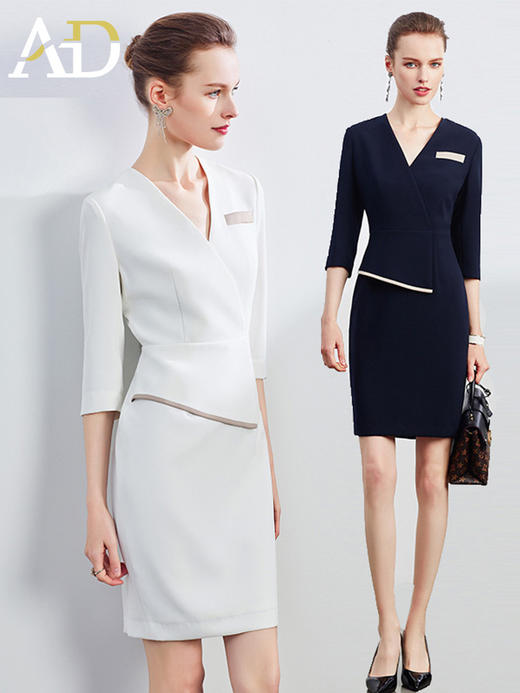 AD美容师工作服女高端职业连衣裙秋季新款气质主持人工装西装裙子 商品图0