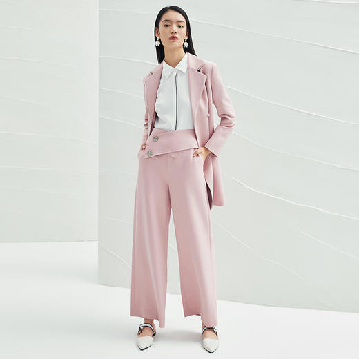 EITIE爱特爱春季新款双排扣西装领收腰X型中长款显瘦通勤外套A2203917 商品图1