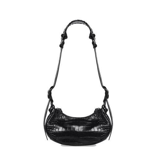 【包税】Balenciaga/巴黎世家 22新款LE CAGOLE系列 女士XS款黑色鳄鱼压纹超柔软小牛皮斜挎单肩包67130923EB71000 商品图1