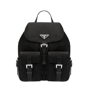 【包税】PRADA/普拉达 21年秋冬新款 女士黑色再生尼龙Saffiano皮革细节翻盖开合双肩背包1BZ677_RV44_F0002_V_OOO