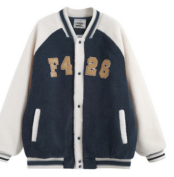 F426/BDWT21AW-3066/三色贴皮撞色仿羊羔毛棒球服