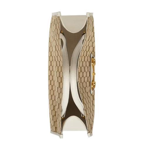 【包税】GUCCI/古驰 经典款 Horsebit 1955系列 女士米色/乌木色经典GG帆布白色皮革滚边斜跨手提包623694GY5OG9761 商品图2