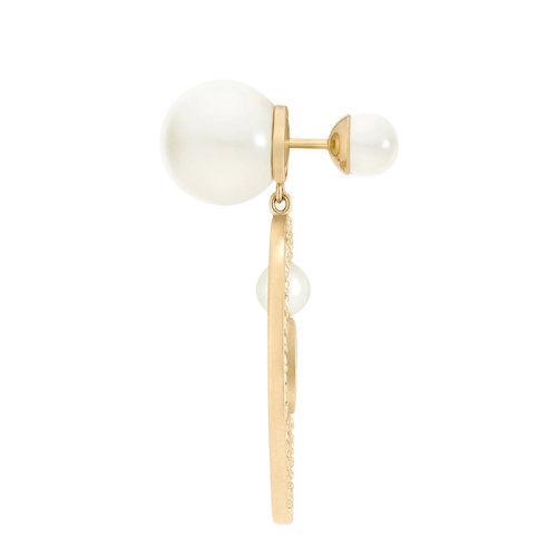 DIOR/迪奥 21秋冬新款DIOR TRIBALES系列 金色饰面金属环白色树脂珠饰仿水晶点缀耳环E1728TRICY_D301 商品图2