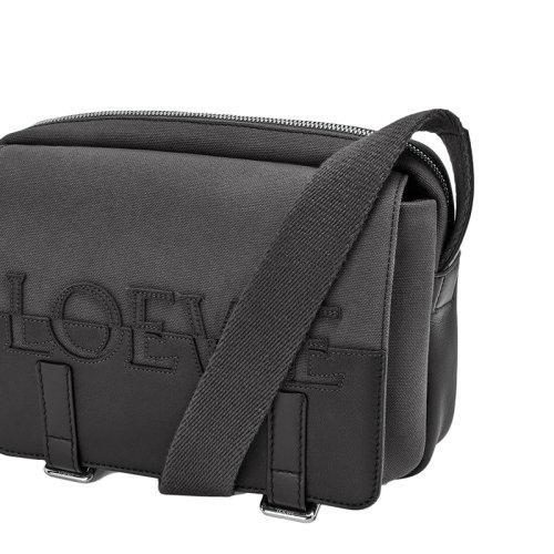 【包税】LOEWE/罗意威 21秋冬新款Signature系列 男士XS款无烟煤色/黑色帆布配皮单肩斜挎邮差包0010650992 商品图3