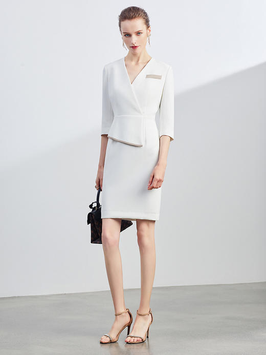 AD美容师工作服女高端职业连衣裙秋季新款气质主持人工装西装裙子 商品图3