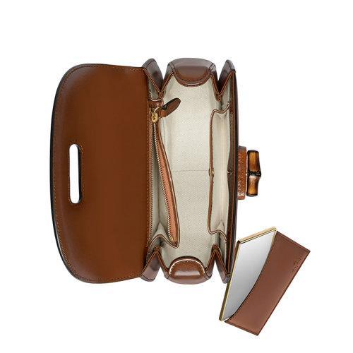 【包税】GUCCI/古驰 2021秋冬新款 女士小号棕色皮革竹节配件附皮革和织带互换肩带竹子提手饰面斜跨单肩手提包67579710ODT2579 商品图1