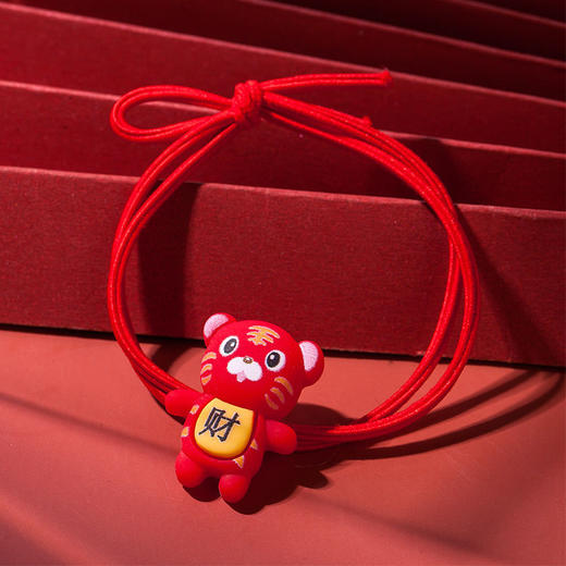「一套5件 新年小老虎发绳」本命年发圈虎红绳手链小老虎头饰简约发饰时尚饰品 商品图4