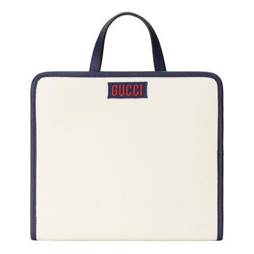 【包税】GUCCI/古驰 2021秋冬新款 儿童款白色GGSupreme帆布深蓝色饰边猫咪彩虹印花手提托特包605614USKBN9194 商品图3