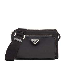 【包税】PRADA/普拉达 21年秋冬新款 男士黑色再生尼龙配可拆卸可调式编织尼龙带和皮革肩带斜跨单肩包2VH130_789_F0002_V_OOO