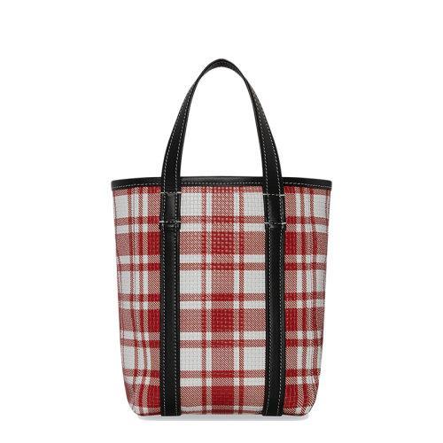 【包税】Balenciaga/巴黎世家 22春夏新款NORTH-SOUTH BARBES系列 女士小号红色格纹印花小牛皮单肩手提包6729832100P6190 商品图4