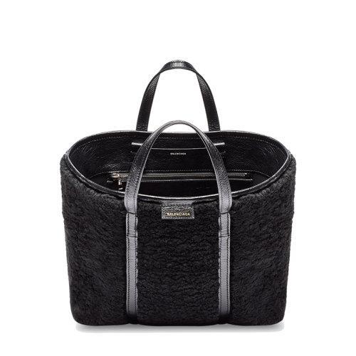 【包税】Balenciaga/巴黎世家 22春夏新款EAST-WEST BARBES系列 女士中号黑色剪羊毛单肩手提购物包6714092104Y1000 商品图3