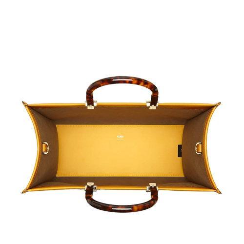 【包税】FENDI/芬迪 21秋冬新款SUNSHINE系列 女士中号黄色小牛皮烫印徽标渐变效果有机玻璃提手配可拆卸肩带手提单肩斜跨包8BH386AF2GF192E 商品图1
