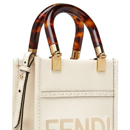 【包税】FENDI/芬迪 21秋冬新款SUNSHINE系列 女士迷你白色小牛皮有机玻璃硬质手柄斜跨手提单肩包8BS051ABVLF0K7E 商品图1