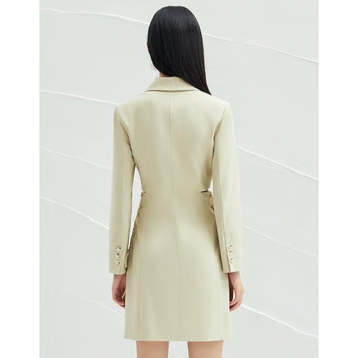 EITIE爱特爱春季新款通勤双排扣心机镂空系带长袖西装连衣裙A2207927 商品图2