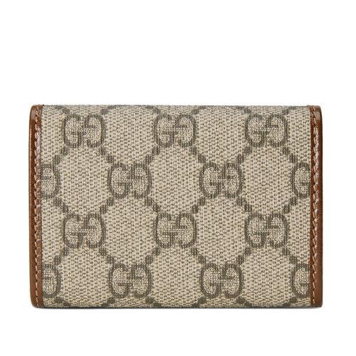 【包税】GUCCI/古驰 2021秋冬新款Horsebit 1955系列 女士米色/乌木色GG Supreme帆布棕色皮革滚边金色调配件折叠钥匙包67178592TCG8563 商品图2