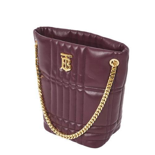 【包税】BURBERRY/博柏利 21秋冬新款Lola系列 女士小号深栗色绗缝羊皮革TB专属标识单肩手提水桶包80462341 商品图1