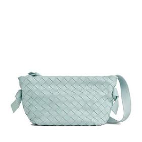 【包税】预售 Bottega Veneta/葆蝶家 22春夏新款TIE系列 女士水洗青色Intrecciato编织羊皮革单肩手提包690503V1FG13902
